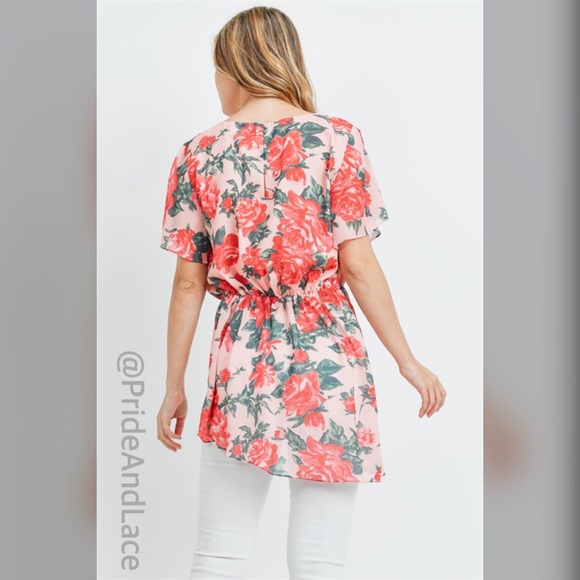 LAST 2️⃣ PEACH FLORAL ASYMMETRICAL TOP - Picture 3 of 3